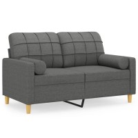 vidaXL 2-Seater Sofa with Throw Pillows Dark Gray 47.2