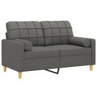 vidaXL 2-Seater Sofa with Throw Pillows Dark Gray 47.2