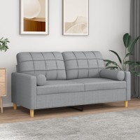 vidaXL 2-Seater Sofa with Throw Pillows Light Gray 55.1