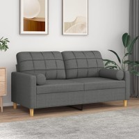 vidaXL 2-Seater Sofa with Throw Pillows Dark Gray 55.1