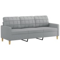 vidaXL 3-Seater Sofa with Throw Pillows Light Gray 70.9