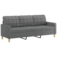 vidaXL 3-Seater Sofa with Throw Pillows Dark Gray 70.9