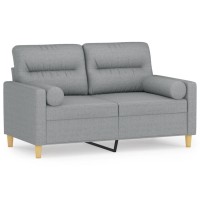 vidaXL 2-Seater Sofa with Throw Pillows Light Gray 47.2