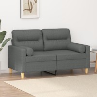 vidaXL 2-Seater Sofa with Throw Pillows Dark Gray 47.2