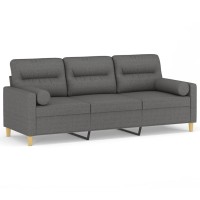 vidaXL 3-Seater Sofa with Throw Pillows Dark Gray 70.9