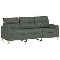 vidaXL 3-Seater Sofa with Throw Pillows Dark Gray 70.9