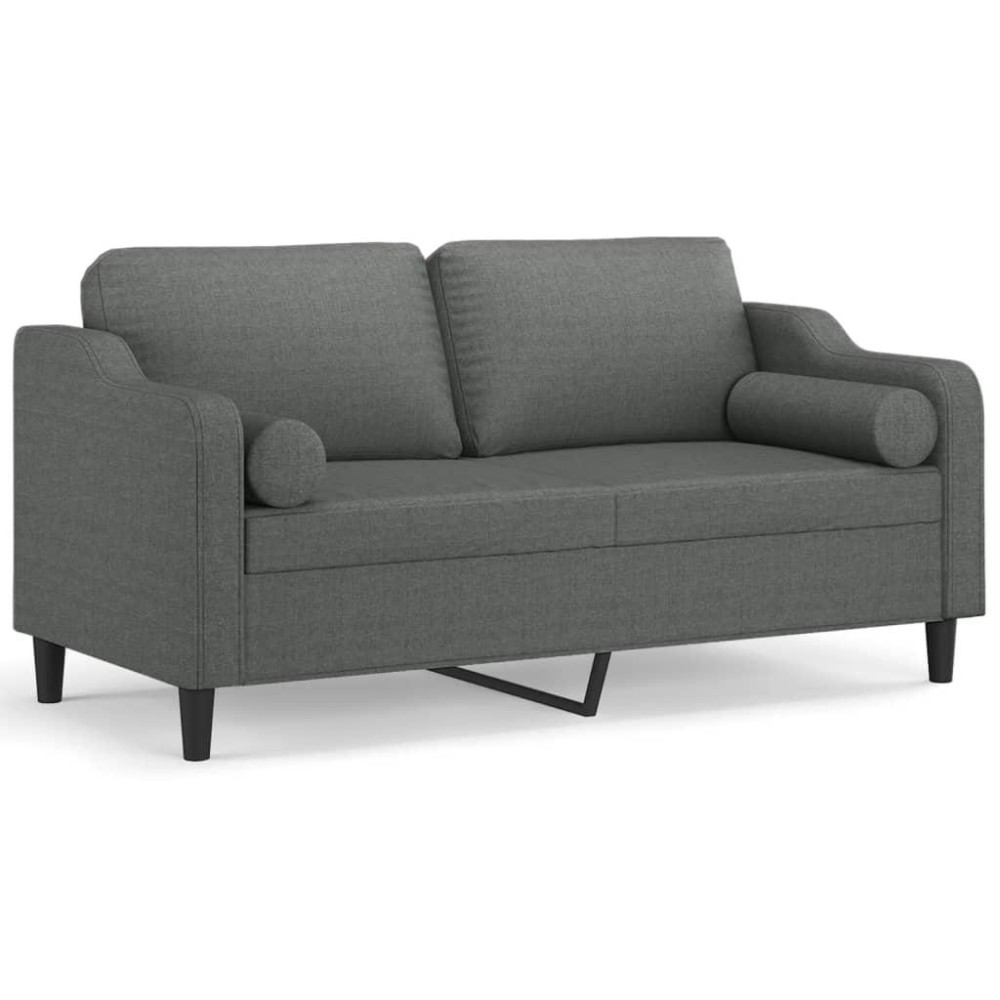 vidaXL 2-Seater Sofa with Throw Pillows Dark Gray 55.1