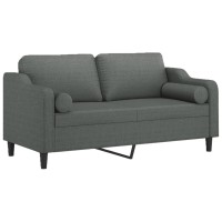 vidaXL 2-Seater Sofa with Throw Pillows Dark Gray 55.1