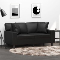 vidaXL 2-Seater Sofa with Throw Pillows Black 47.2