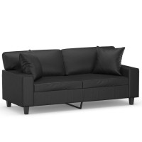 vidaXL 2-Seater Sofa with Throw Pillows Black 55.1