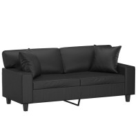 vidaXL 2-Seater Sofa with Throw Pillows Black 55.1