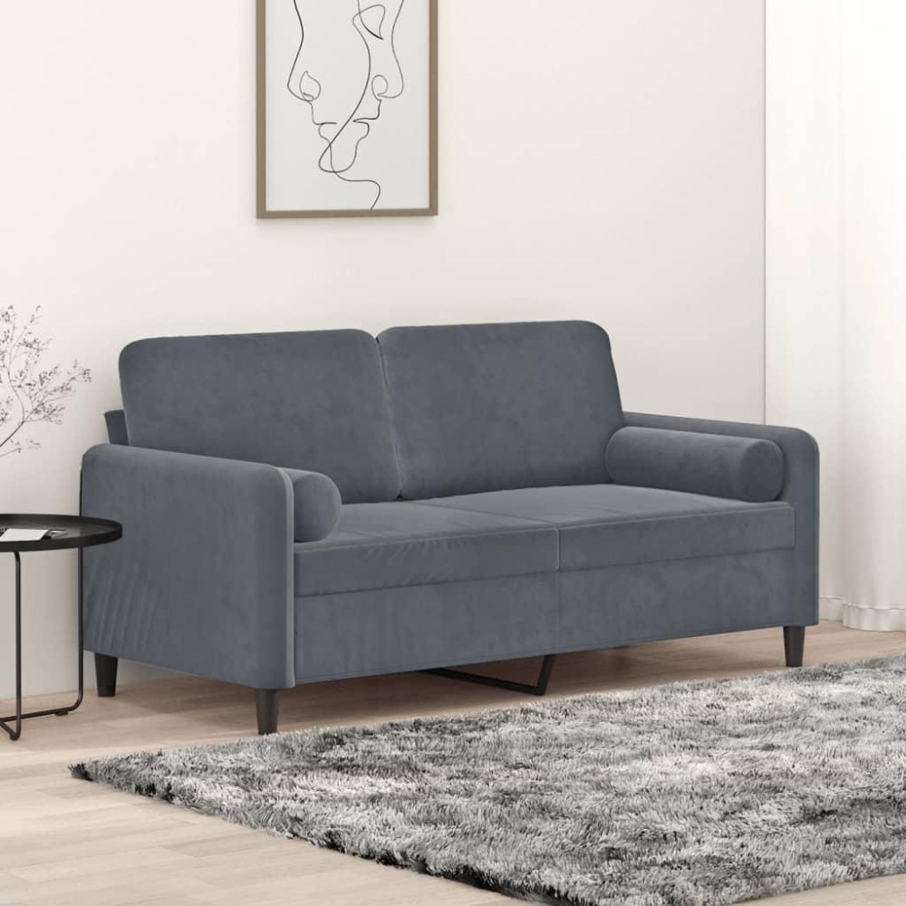 vidaXL 2-Seater Sofa with Throw Pillows Dark Gray 55.1