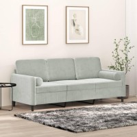 vidaXL 3-Seater Sofa with Throw Pillows Light Gray 70.9