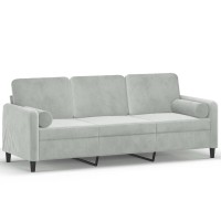 vidaXL 3-Seater Sofa with Throw Pillows Light Gray 70.9