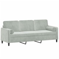 vidaXL 3-Seater Sofa with Throw Pillows Light Gray 70.9