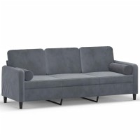 vidaXL 3-Seater Sofa with Throw Pillows Dark Gray 70.9