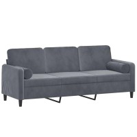 vidaXL 3-Seater Sofa with Throw Pillows Dark Gray 70.9