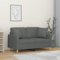 vidaXL 2-Seater Sofa with Throw Pillows Dark Gray 47.2