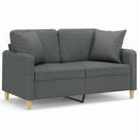 vidaXL 2-Seater Sofa with Throw Pillows Dark Gray 47.2