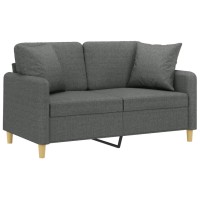 vidaXL 2-Seater Sofa with Throw Pillows Dark Gray 47.2