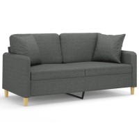 vidaXL 2-Seater Sofa with Throw Pillows Dark Gray 55.1