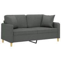 vidaXL 2-Seater Sofa with Throw Pillows Dark Gray 55.1