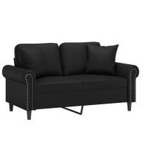 Vidaxl 2-Seater Sofa With Throw Pillows Black 47.2 Faux Leather