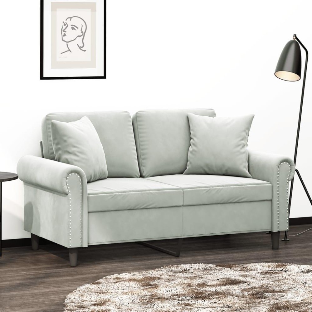 vidaXL 2-Seater Sofa with Throw Pillows Light Gray 47.2