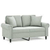 vidaXL 2-Seater Sofa with Throw Pillows Light Gray 47.2