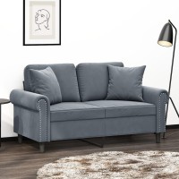 Vidaxl 2-Seater Sofa With Throw Pillows Dark Gray 47.2 Velvet