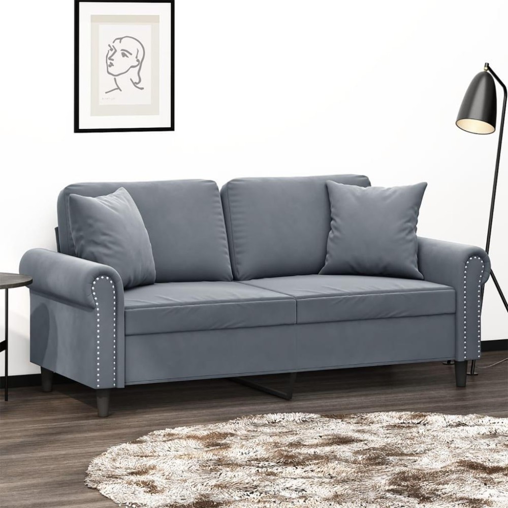 vidaXL 2-Seater Sofa with Throw Pillows Dark Gray 55.1