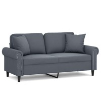 vidaXL 2-Seater Sofa with Throw Pillows Dark Gray 55.1