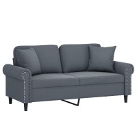 vidaXL 2-Seater Sofa with Throw Pillows Dark Gray 55.1