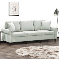 Vidaxl 3-Seater Sofa With Throw Pillows Light Gray 70.9 Velvet
