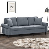 vidaXL 3-Seater Sofa with Throw Pillows Dark Gray 70.9