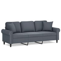 vidaXL 3-Seater Sofa with Throw Pillows Dark Gray 70.9