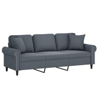 vidaXL 3-Seater Sofa with Throw Pillows Dark Gray 70.9