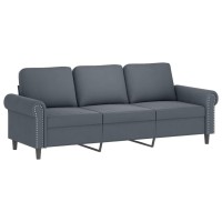 vidaXL 3-Seater Sofa with Throw Pillows Dark Gray 70.9