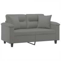 Vidaxl 2-Seater Sofa With Pillows Dark Gray 47.2 Microfiber Fabric