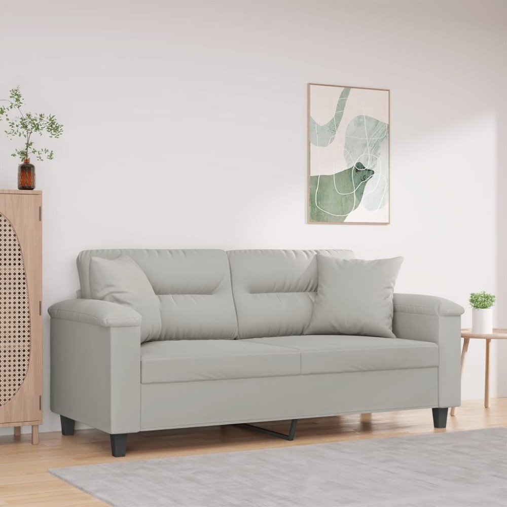 vidaXL 2-Seater Sofa with Pillows Light Gray 55.1