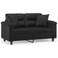 Vidaxl 2-Seater Sofa With Throw Pillows Black 47.2 Faux Leather