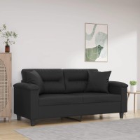 Vidaxl 2-Seater Sofa With Throw Pillows Black 55.1 Faux Leather