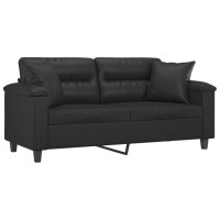Vidaxl 2-Seater Sofa With Throw Pillows Black 55.1 Faux Leather