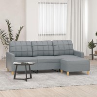 vidaXL 3-Seater Sofa with Footstool Light Gray 70.9