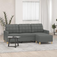 vidaXL 3-Seater Sofa with Footstool Dark Gray 70.9