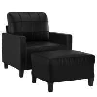 Vidaxl Sofa Chair With Footstool Black 23.6 Faux Leather