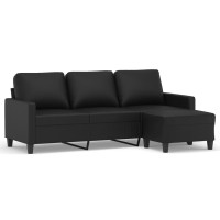 vidaXL 3-Seater Sofa with Footstool Black 70.9