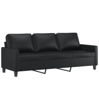 vidaXL 3-Seater Sofa with Footstool Black 70.9