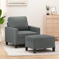 vidaXL Sofa Chair with Footstool Dark Gray 23.6