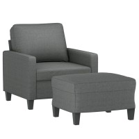 vidaXL Sofa Chair with Footstool Dark Gray 23.6